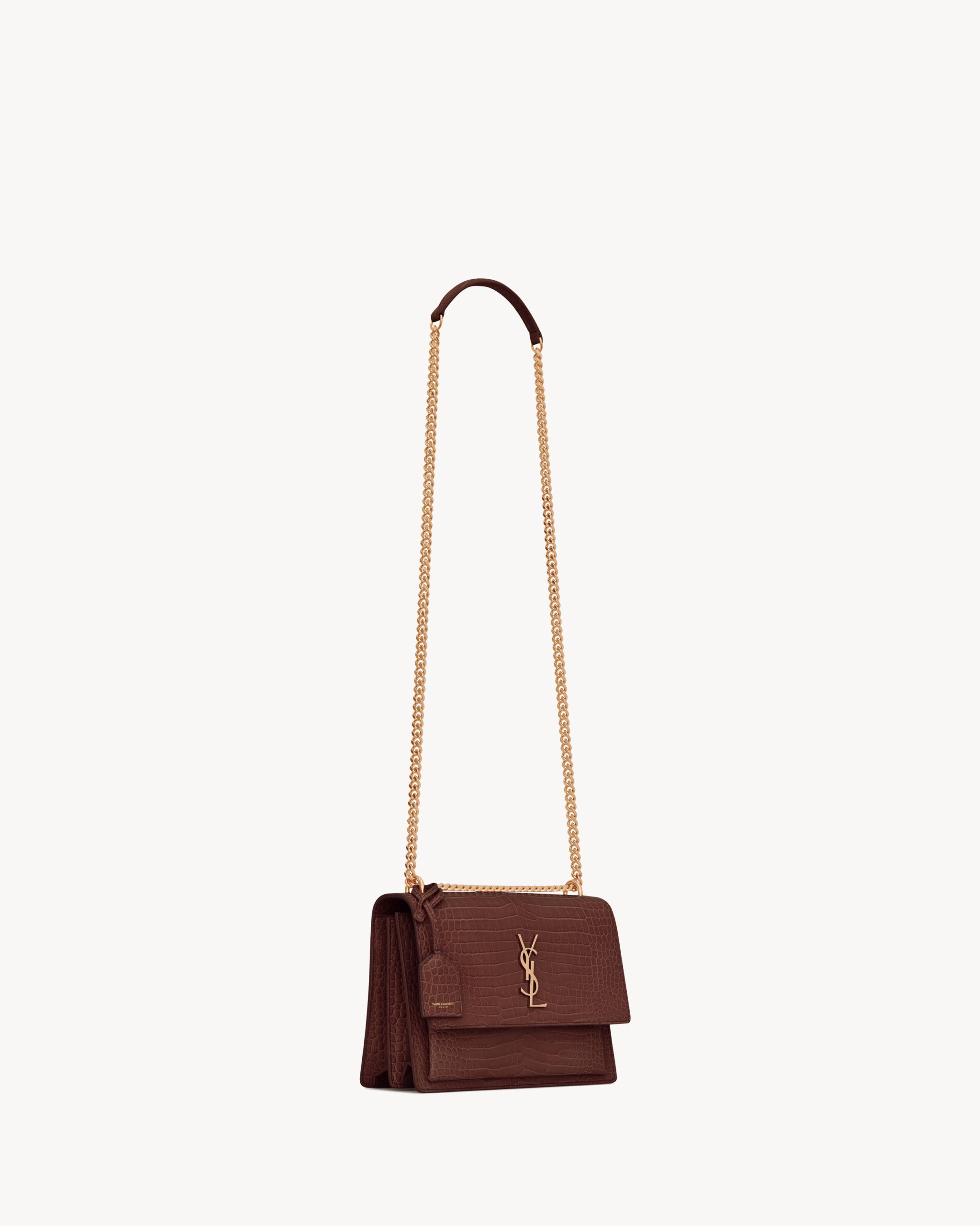 YSL SUNSET MEDIUM IN CROCODILE-EMBOSSED LEATHER - Image 4